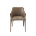 Dark khaki faux leather cotton linen chairs